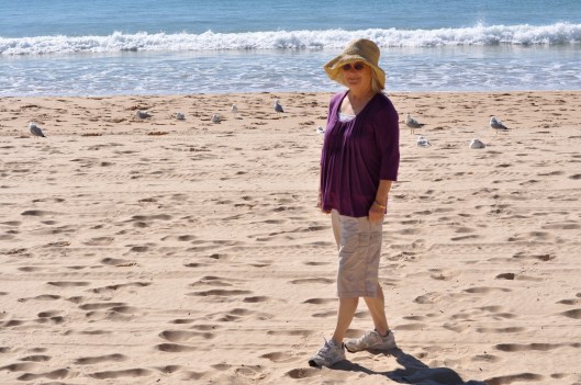 Mom totally chilling at Manly Beach.