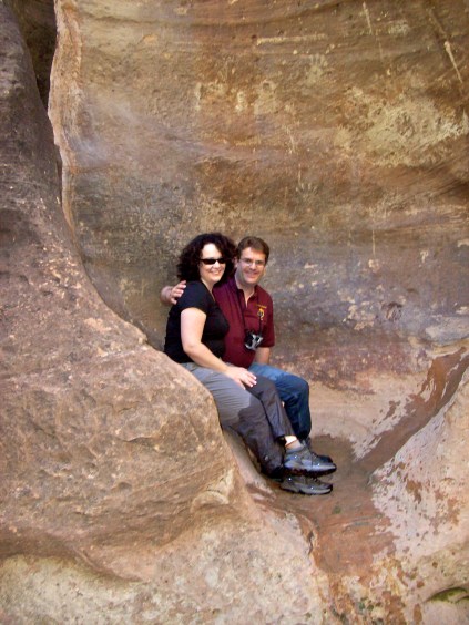 Posing in a kettle during our hike.