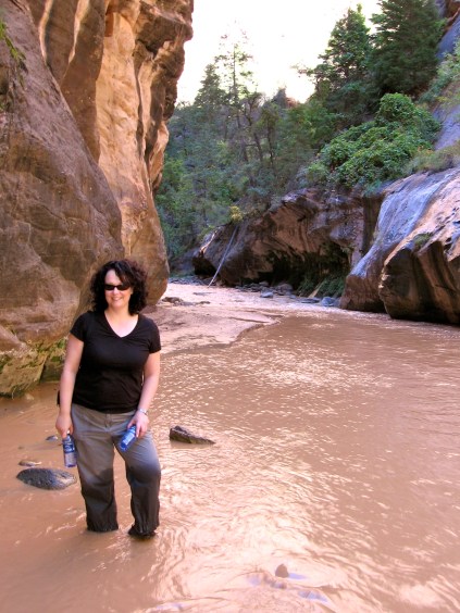 Trying to look cool as I hike the Narrows.